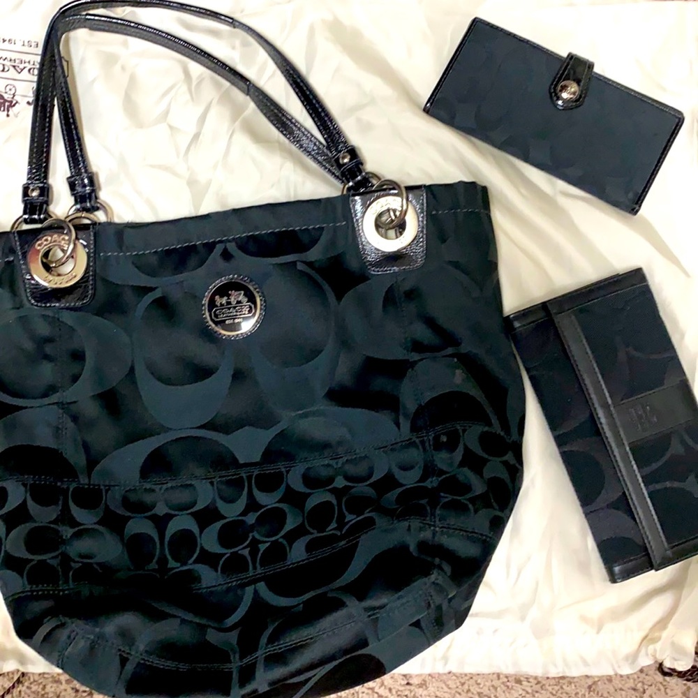 used Coach bucket bag and 2 wallets. gently used